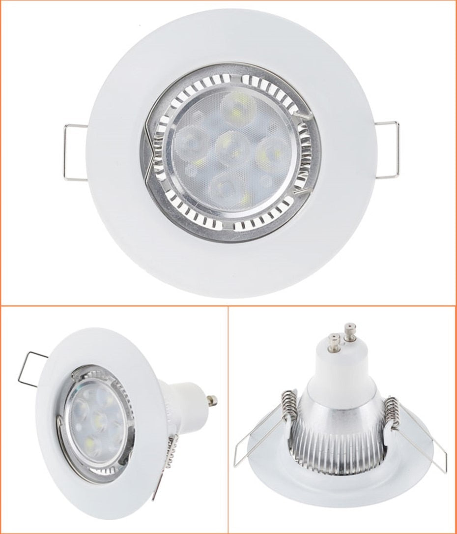 Black White Round Recessed LED Ceiling Light Frame MR16 GU10 Bulb Fixture Downlight Holder GU10 Spot Light Fitting For Housing