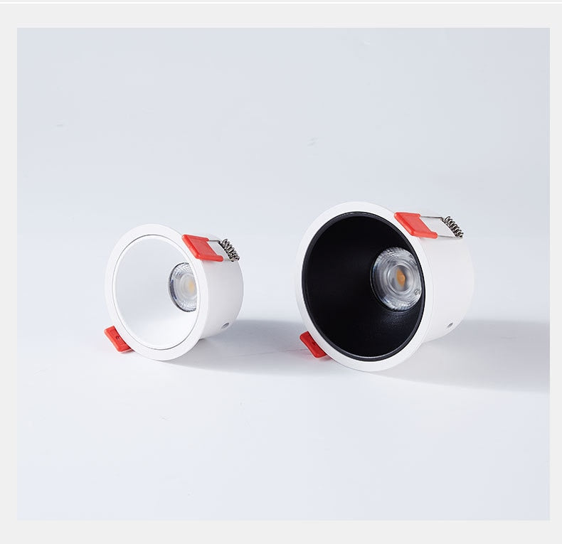 Round Anti-Glare Led COB Recessed Downlights 7w 12w 15w Dimmable 110v 220v Ceiling Lamp Spotlights for Indoor Lighting