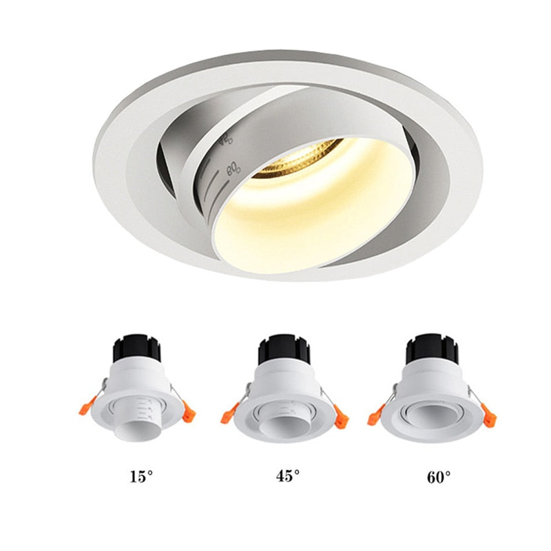 Zoom Beam Angle Adjustable 15/45/60 Degrees LED COB Recessed Downlight 10W 12W 15W LED Ceiling Spot Light for Picture Background