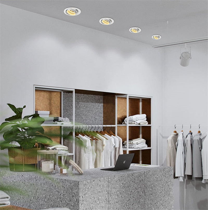 Zoom Beam Angle Adjustable 15/45/60 Degrees LED COB Recessed Downlight 10W 12W 15W LED Ceiling Spot Light for Picture Background