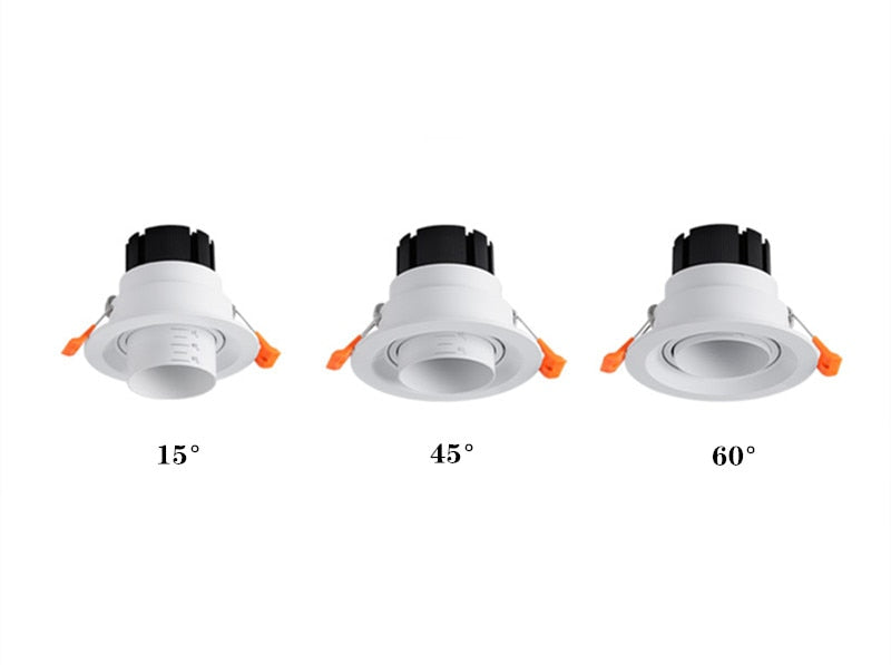 Zoom Beam Angle Adjustable 15/45/60 Degrees LED COB Recessed Downlight 10W 12W 15W LED Ceiling Spot Light for Picture Background