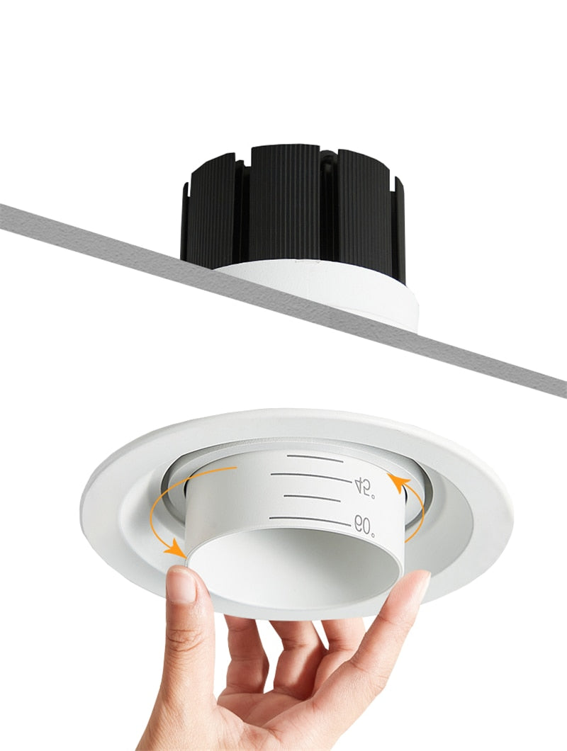 Zoom Beam Angle Adjustable 15/45/60 Degrees LED COB Recessed Downlight 10W 12W 15W LED Ceiling Spot Light for Picture Background