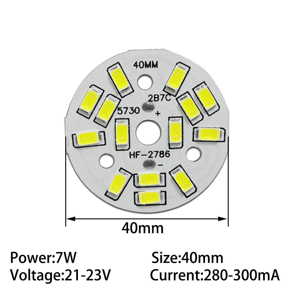 LED SMD5730 PCB Lamp Bead Plate 7W Watt 40MM 58MM 65MM 10PCS Downlight Bulb Light Source Board Lamp Chip Accessories