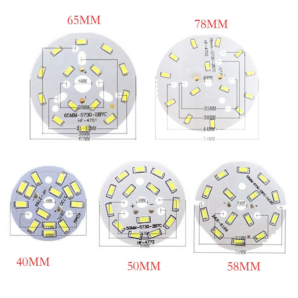 LED SMD5730 PCB Lamp Bead Plate 7W Watt 40MM 58MM 65MM 10PCS Downlight Bulb Light Source Board Lamp Chip Accessories