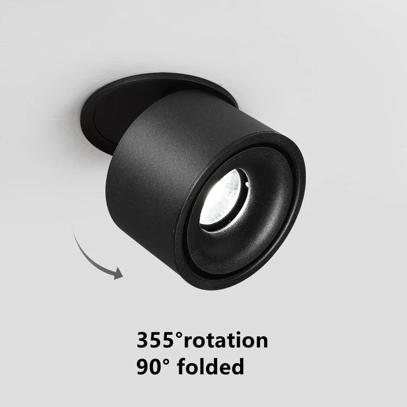 Dimmable Folding Rotating Recessed Led Downlight 7w-15W Cob Ceiling Spot Light Adjustable 110v 220v Warm White For Living Room