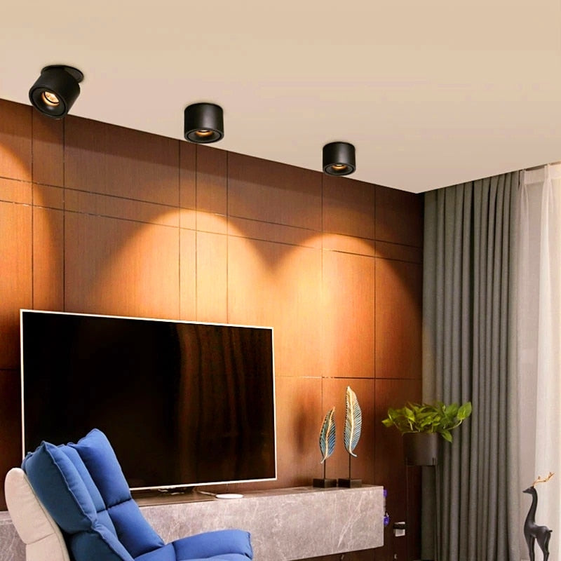 Dimmable Folding Rotating Recessed Led Downlight 7w-15W Cob Ceiling Spot Light Adjustable 110v 220v Warm White For Living Room