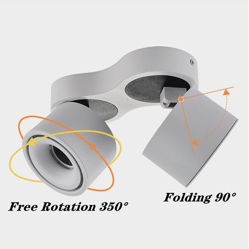 Dimmable Folding Rotating LED Downlights 18W 24W 30W COB LED Ceiling Spot Lights AC85~265V LED Ceiling Lamps Indoor Lighting