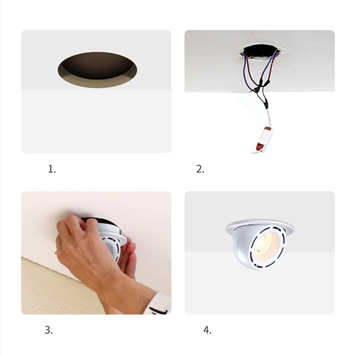Dimmable Embedded Retractable LED COB Ceiling 7W 15w 20W 24W AC85-265V Adjustable 360 Degree LED Trunk Downlight Home Lighting