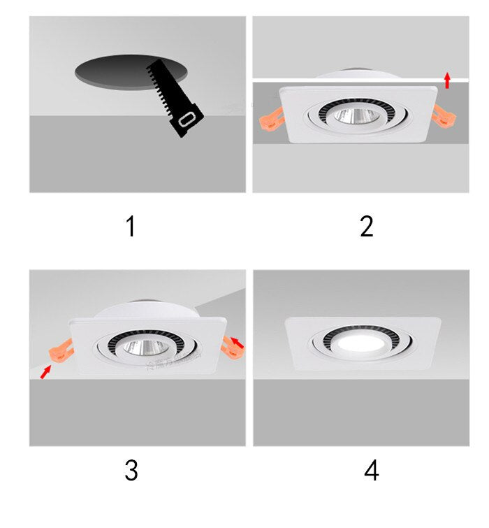 Dimmable Recessed Round LED Downlights AC85-265V 5w 7w 12w 18w 24w COB Ceiling Warm/Cold White Wash Wall Light RA90