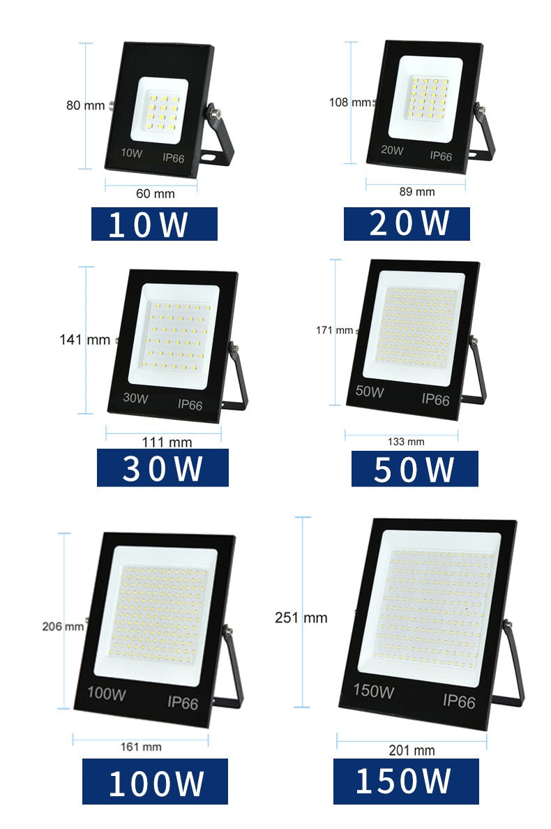 Flood Light Outdoor 10W 20W 30W 50W 100W 150W Wall Floodlight Projector Spotlight Exterior Waterproof Garden Garage Street Lamp
