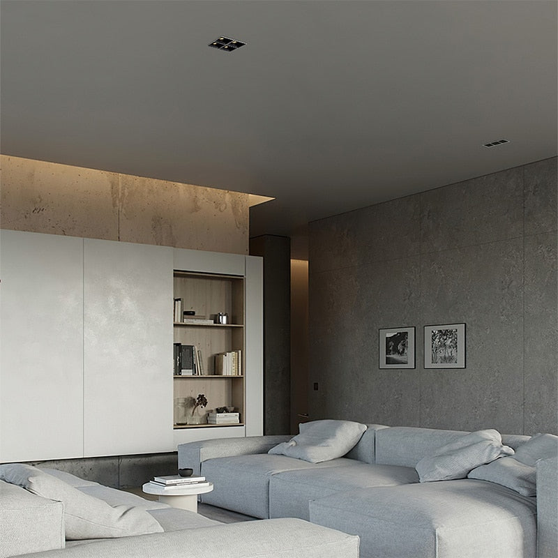 Aisilan LED embedded borderless spotlight three-head four-head no main light grille ceiling downlight for living room bedroom