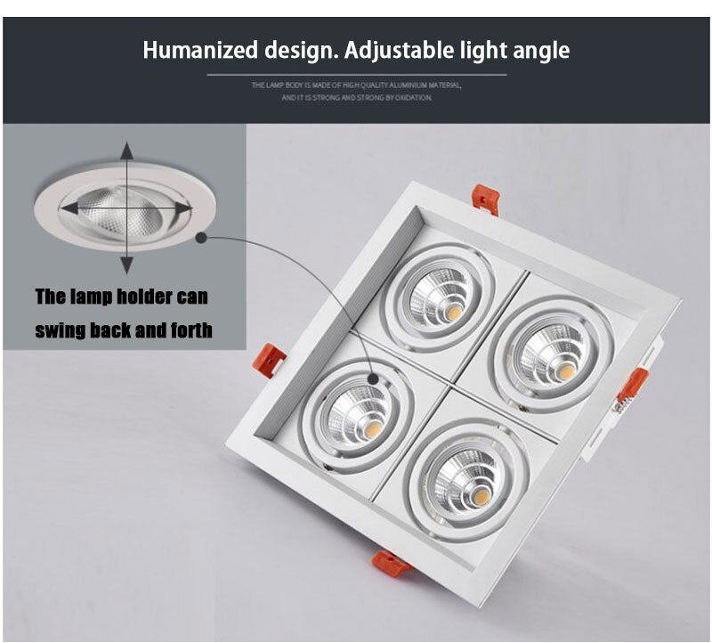 QIUBOSS Recessed LED Downlights Dimmable for Indoor Lighting 220V Led Spotlight 20W 28W 40W COB Ceiling Lamp 4pcs Light Sources