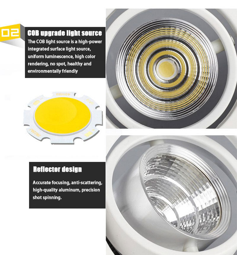 QIUBOSS Recessed LED Downlights Dimmable for Indoor Lighting 220V Led Spotlight 20W 28W 40W COB Ceiling Lamp 4pcs Light Sources