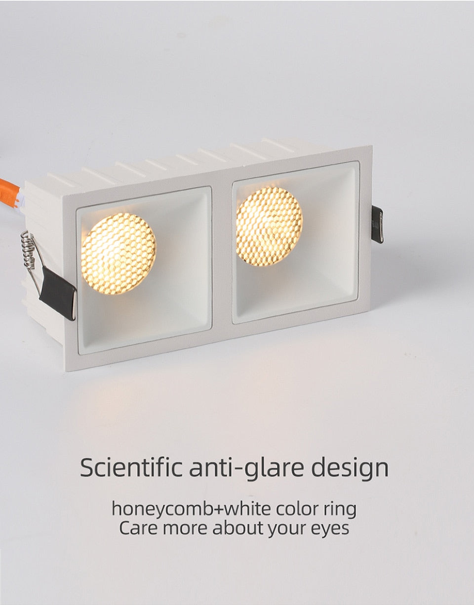 Aisilan LED Embedded Ceiling Spotlight Square Downlight Grille Honeycomb Anti-glare Recessed Light For Indoor Living Room Aisle