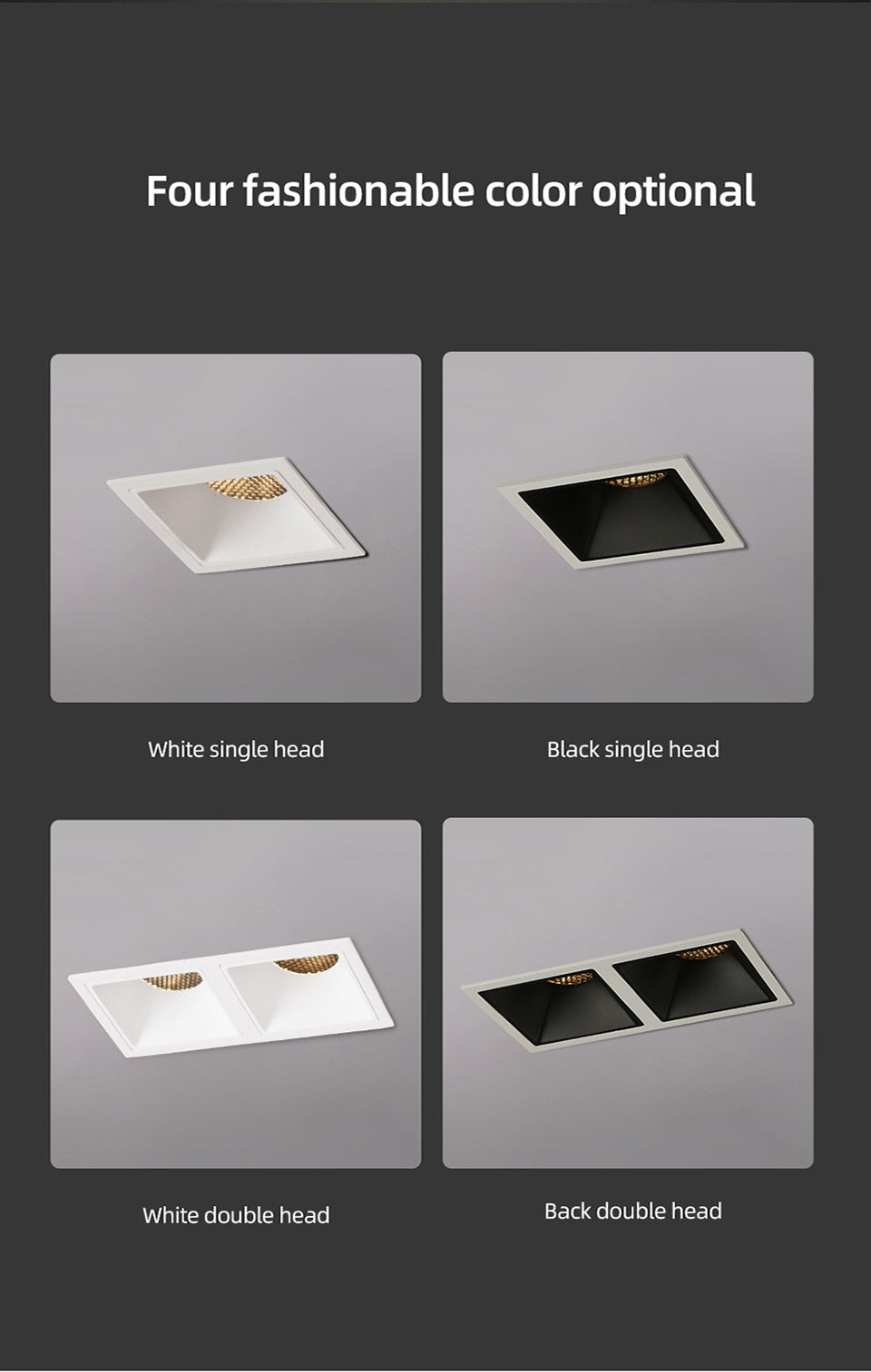 Aisilan LED Embedded Ceiling Spotlight Square Downlight Grille Honeycomb Anti-glare Recessed Light For Indoor Living Room Aisle