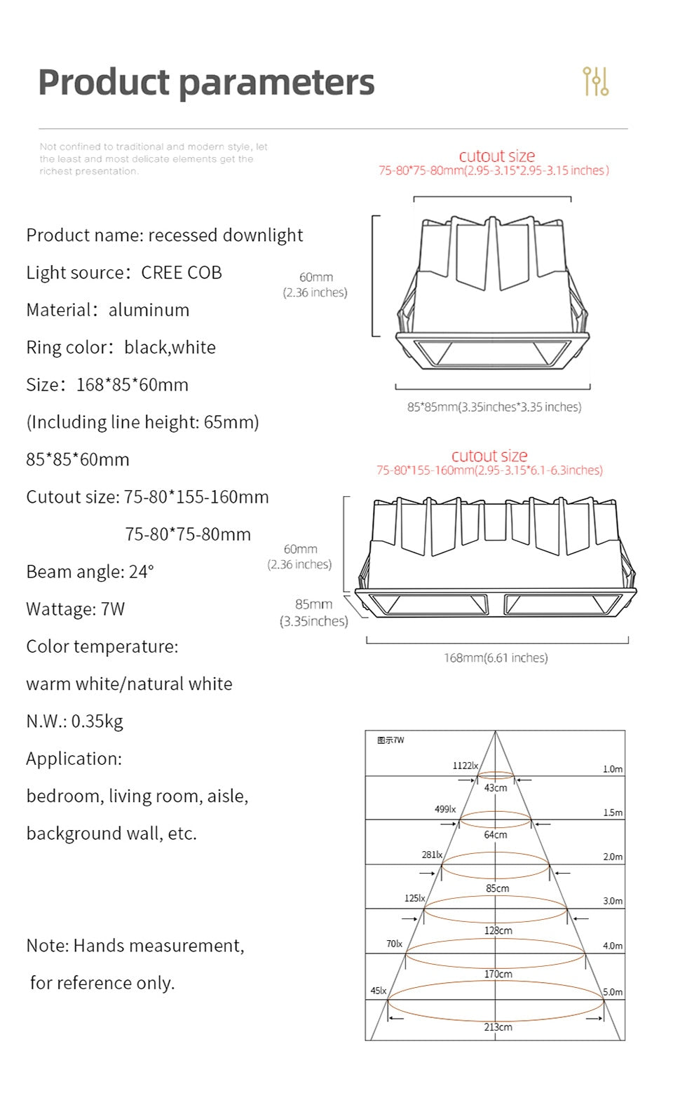 Aisilan LED Embedded Ceiling Spotlight Square Downlight Grille Honeycomb Anti-glare Recessed Light For Indoor Living Room Aisle