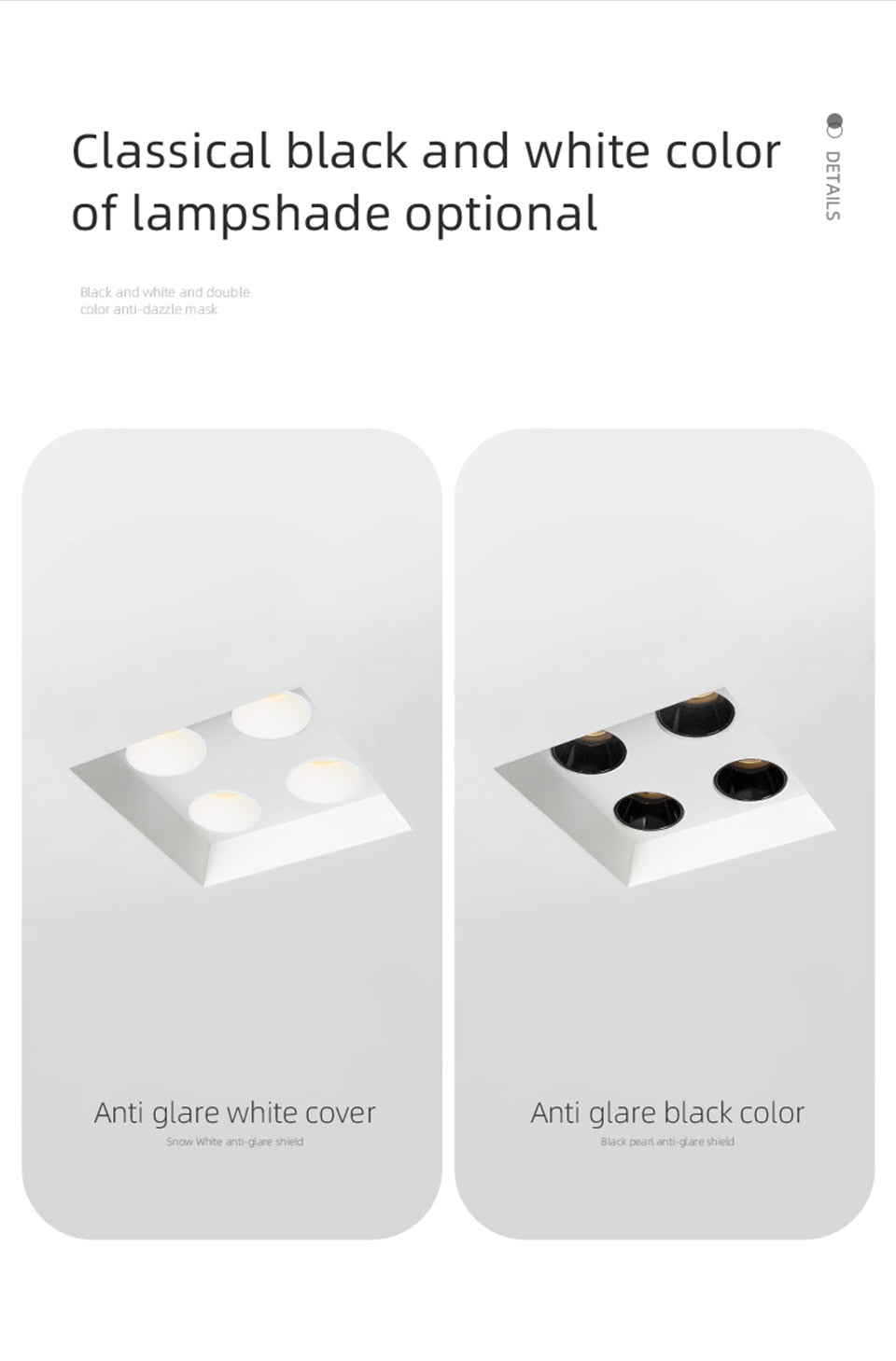 Aisilan LED Recessed Square Four-head Ceiling Plaster Spotlight Embedded Gypsum Downlight 28W Home For Indoor Living room Bedroom