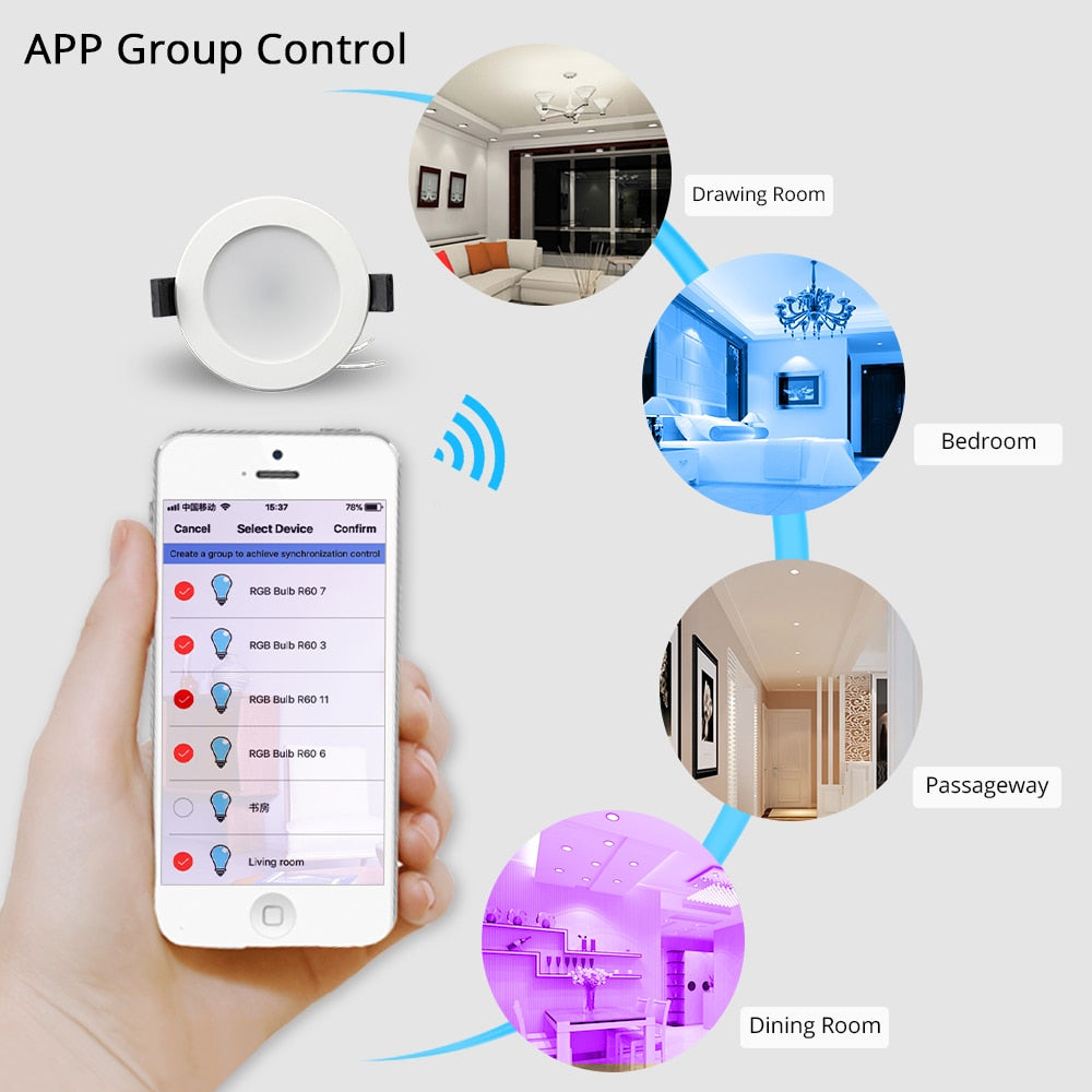 Benexmart Apple Homekit Smart LED Downlight 2.5 3.5 4 6 Inch Round Ceiling Lamp RGBCW Dimmable Spotlight Siri Alexa Google Home