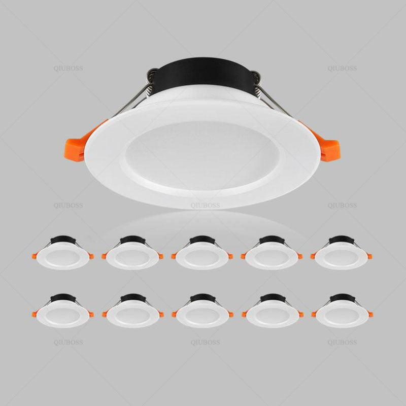 QIUBOSS 10 Pcs LED Downlights Recessed 220V LED Ceiling Lights Kitchen 3W 5W 7W LED Spot Lights 6 Inch Lighting Lamps for Indoor