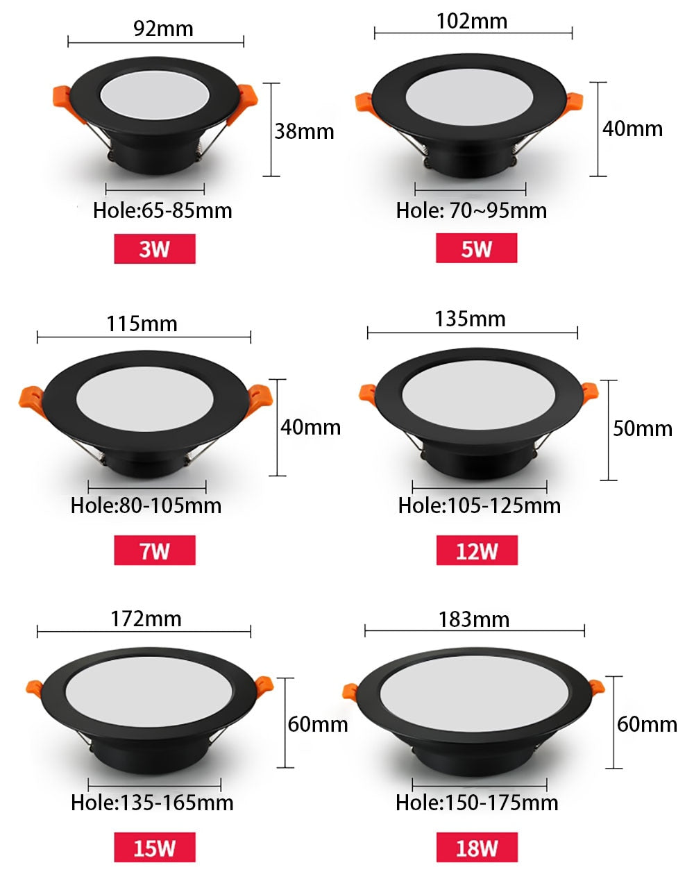 QIUBOSS 10 Pcs LED Downlights Recessed 220V LED Ceiling Lights Kitchen 3W 5W 7W LED Spot Lights 6 Inch Lighting Lamps for Indoor