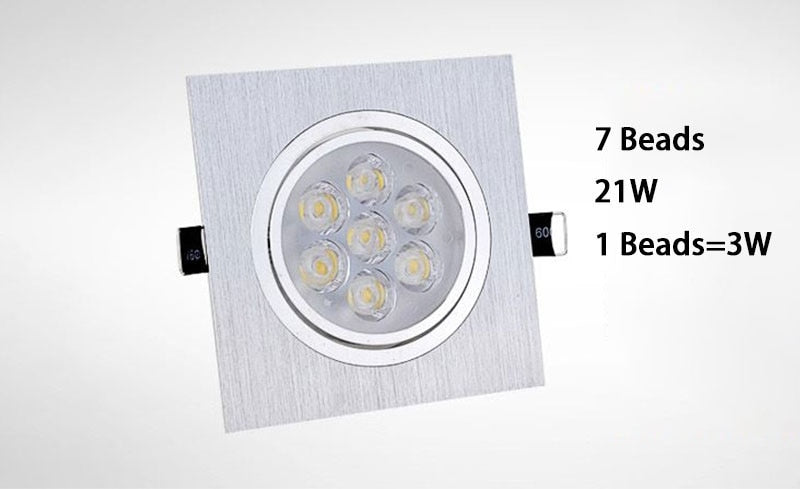 Dimmable Square LED Recessed Downlights COB LED Ceiling Lamp Spot Lights 9W/15W/18W/21W/30W/42W AC85~265V Room Lamps