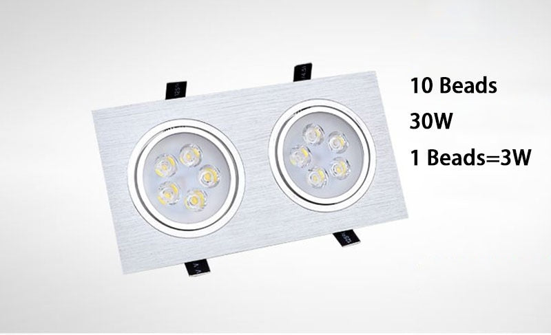 Dimmable Square LED Recessed Downlights COB LED Ceiling Lamp Spot Lights 9W/15W/18W/21W/30W/42W AC85~265V Room Lamps