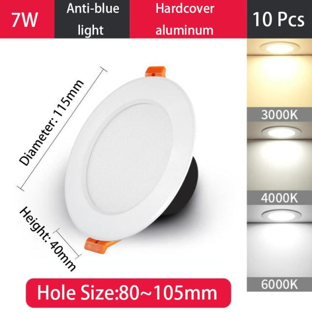 QIUBOSS 10 Pcs LED Downlights Recessed 220V LED Ceiling Lights Kitchen 3W 5W 7W LED Spot Lights 6 Inch Lighting Lamps for Indoor