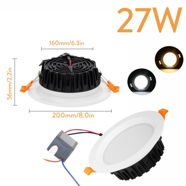 LED Recessed Ceiling Light Fixture Downlight Lamp + Driver Spotlight 6W 8W 12W 15W 27W 40W Lighting For Home Office Decoration