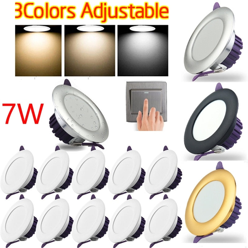 Led Downlights 7W Led Ceiling Light Recessed Down Light Round Led Panel Light Three color dimmable Spot Light Indoor Lighting