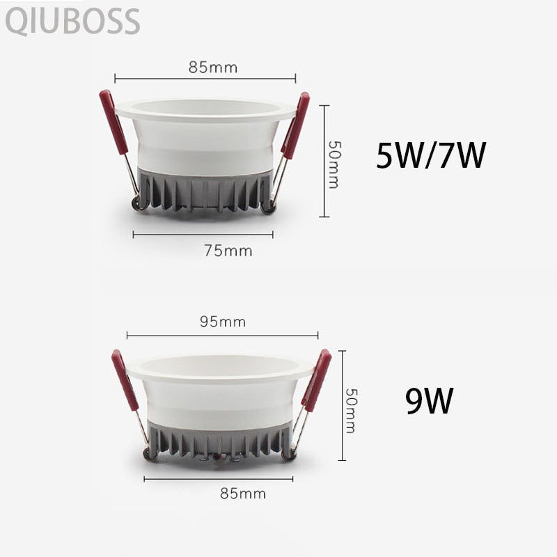 Recessed Round LED Dimmable Anti-Glare Downlight 5W/7W/9W/12W/15W Ceiling light AC85~265V Background Lamp Indoor Lighting