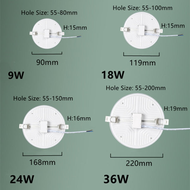 Ultra-thin Recessed Led Ceiling Lights Modern Ceiling Lamps 220V Bedroom Kitchen Indoor Downlight 9W 18W 24W 36W Panel Light