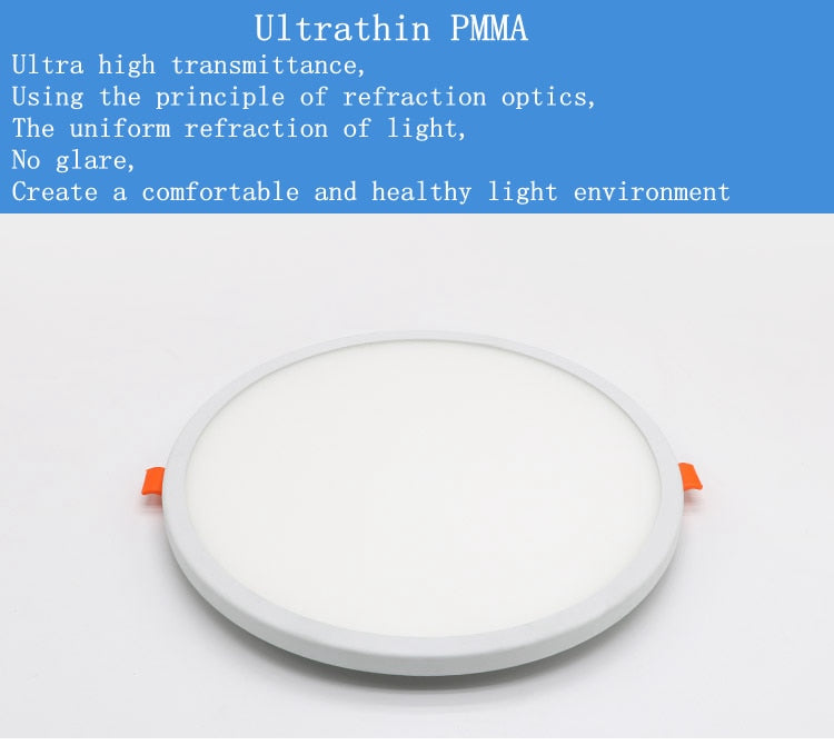 LED ultra-thin dimmable embedded downlight 6w/8w/15w/20w round AC85-265v