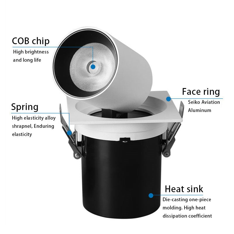 QIUBOSS Recessed LED Downlights 220V for Living Room Dimmable Led Spotlights COB Ceiling Lamps 10W 20W LIghting Light for Indoor