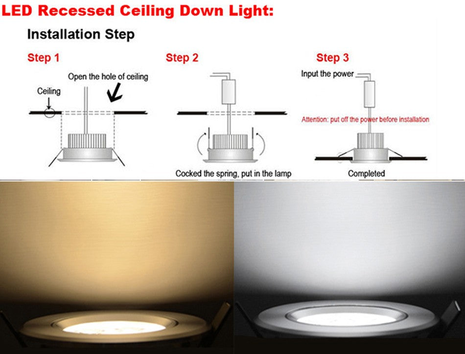 High quality LED downlight 1W 3W 10PCS LED light AC85-265V LED Bulb lamp Warm white / White