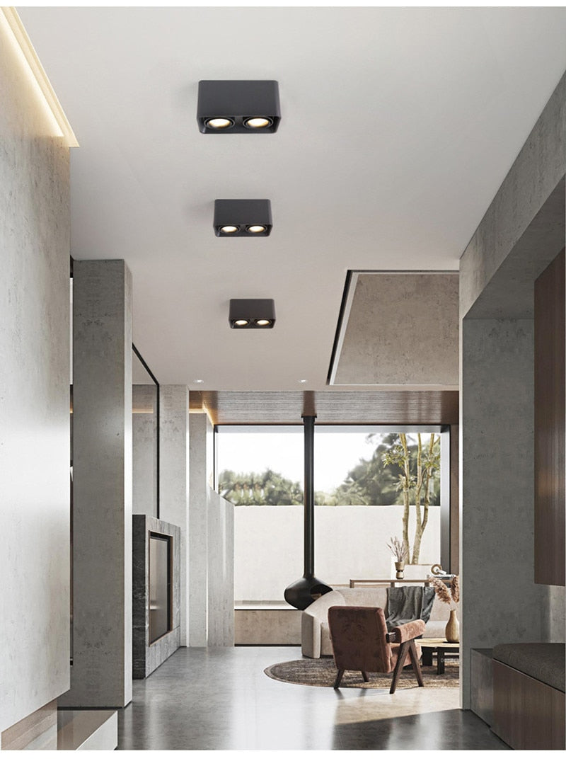 Square Surface Mounted LED COB Downlight White 7W 21W 24W 36W Dimmable 110V 220V Rotatable Ceiling Spotlight For Indoor Lighting