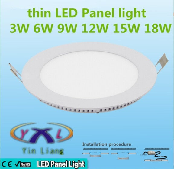 Hot Ultra Thin Design LED Surface Ceiling Recessed Grid Downlight / Round Panel Light Aluminum Shell 3W 4W 6W 12W 15W Warm White
