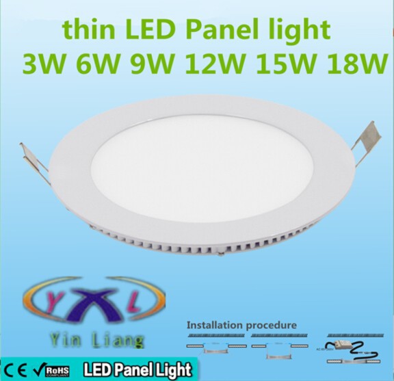 Hot Ultra Thin Design LED Surface Ceiling Recessed Grid Downlight / Round Panel Light Aluminum Shell 3W 4W 6W 12W 15W Warm White