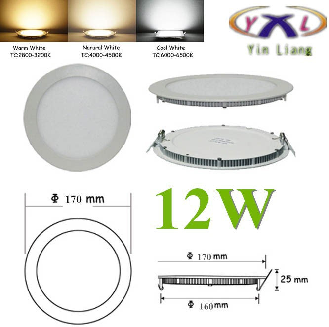 Hot Ultra Thin Design LED Surface Ceiling Recessed Grid Downlight / Round Panel Light Aluminum Shell 3W 4W 6W 12W 15W Warm White