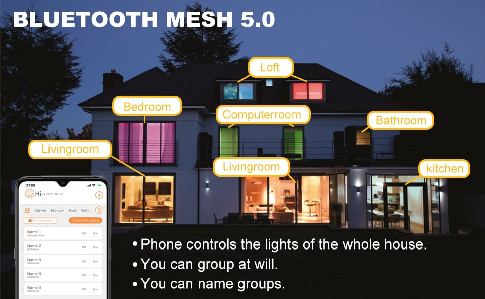 Bluetooth-Compatible Colorful Spot LED Ceiling Lamp Recessed Round Light Smart Home Luminaire RGB Dimmable Downlight 110V 220V