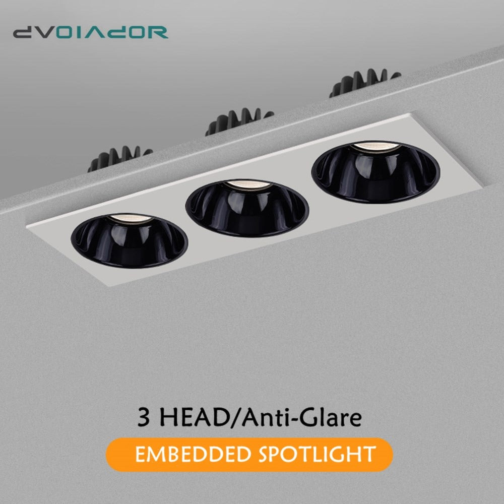 Nordic Led Downlight 3 Head Square Led Light Ceiling Light Replaceable Dimmable Led SpotLamp 21W 36W 45W For Living Room Kitchen