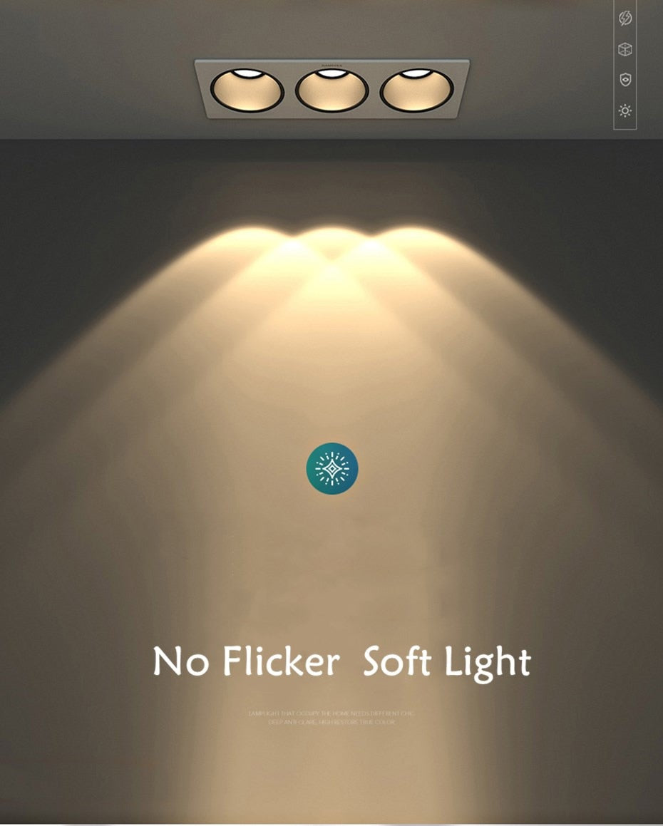 Nordic Led Downlight 3 Head Square Led Light Ceiling Light Replaceable Dimmable Led SpotLamp 21W 36W 45W For Living Room Kitchen