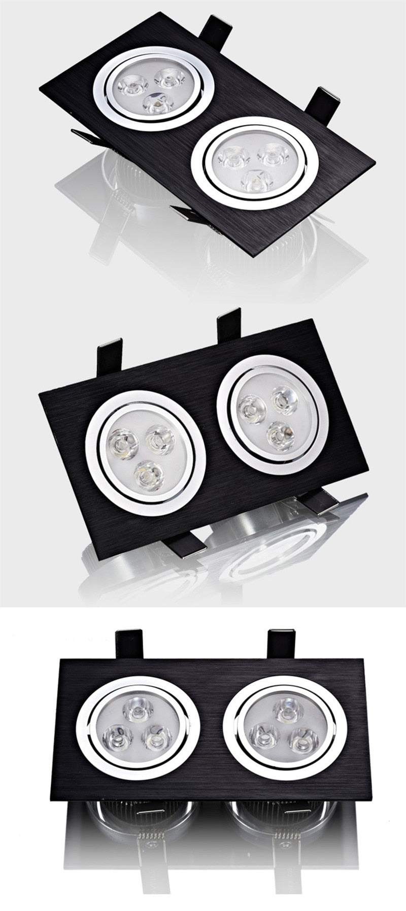 Square double led Ceiling dimmable Epistar 12W/20W/28W LED ceiling lamp Recessed Spot light AC110V-220V home renovation