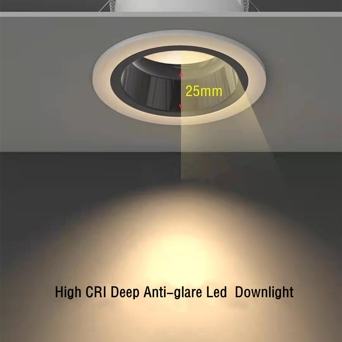 High CRI Deep Anti-glare Led Downlight Narrow Embedded Ultra-thin 9W 12W 18W 24W Led Ceiling Spotlight Aluminum Downlights