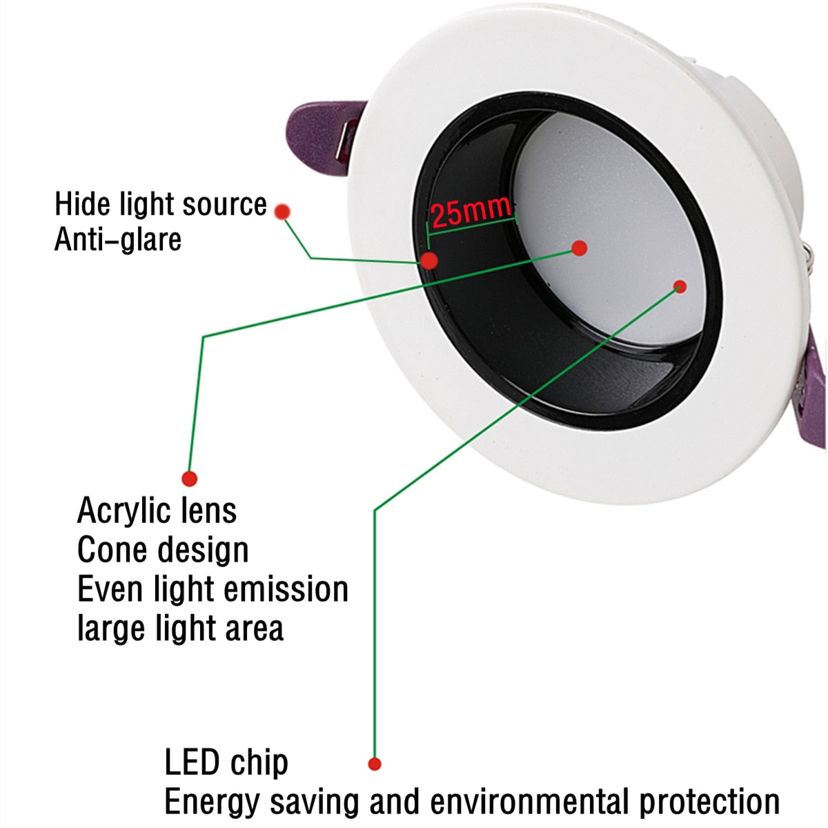 High CRI Deep Anti-glare Led Downlight Narrow Embedded Ultra-thin 9W 12W 18W 24W Led Ceiling Spotlight Aluminum Downlights