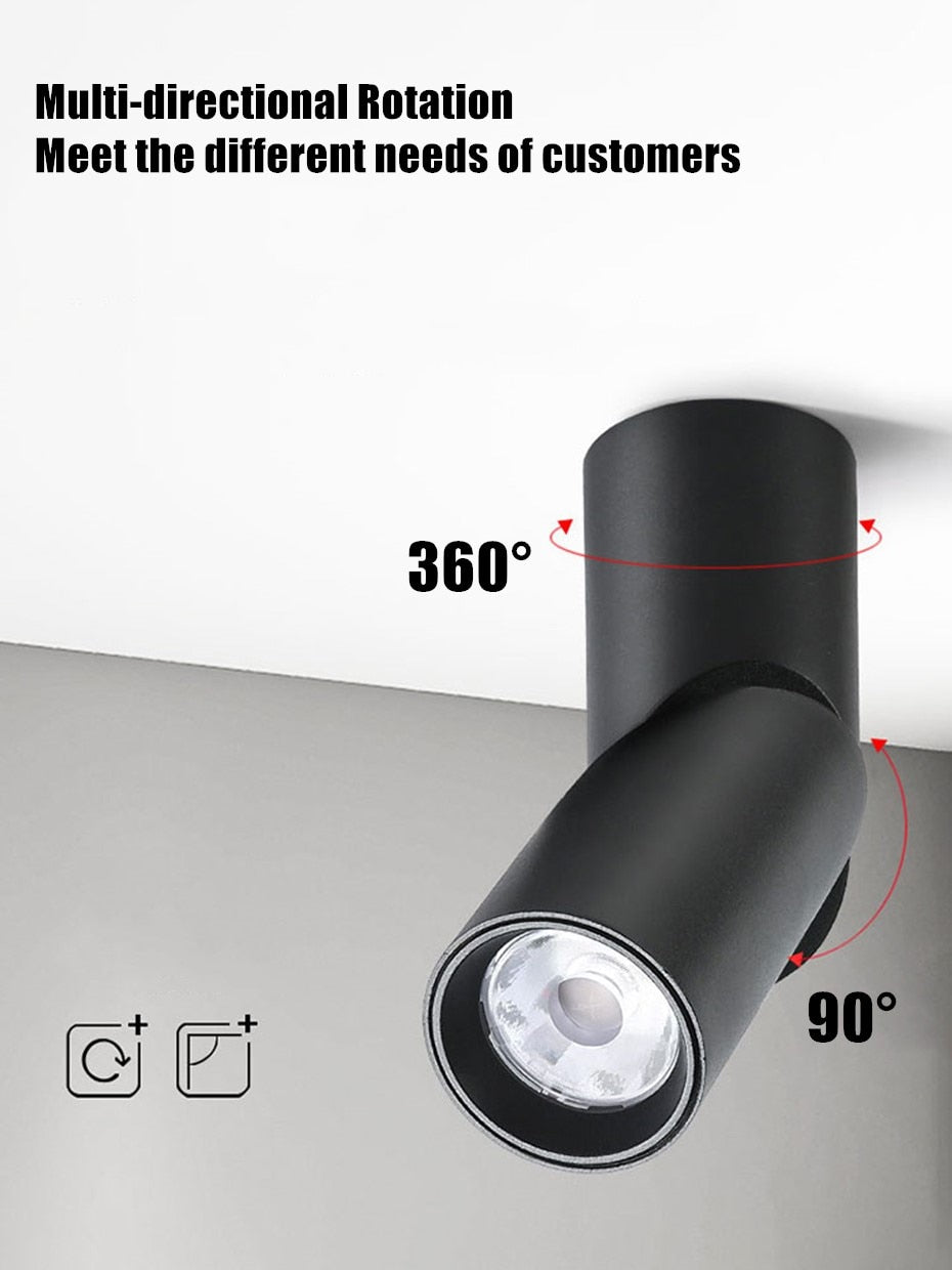 Surface Mounted Ceiling Downlight lamp Adjustable 360 degrees for ceiling led lights 7W 12W cob led spot lights Ceiling Fixtures