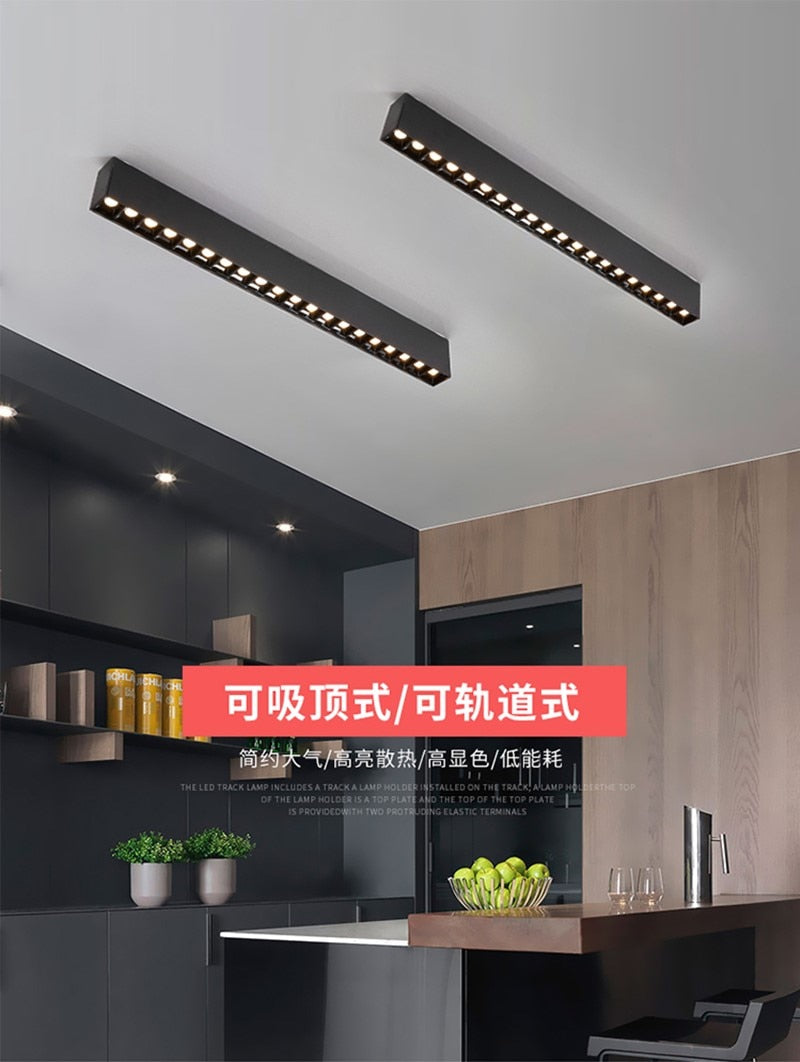 Surface mounted dimmable LED downlight spotlight 10W/20W/30W line light bar creative line long living room corridor light