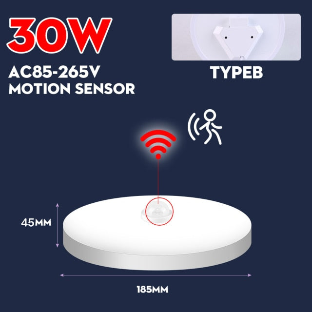 Motion Sensor Led Ceiling Light Fixtures Surface Mounted Ceiling Lamp 12W 18W 30W 50W Panel Night Light 220V For Home Bedroom