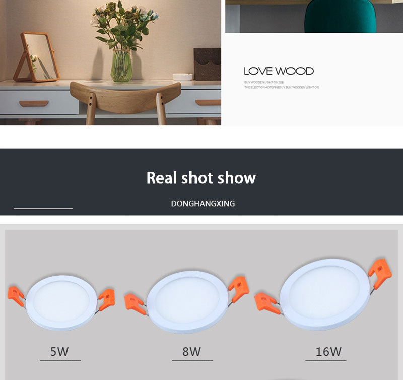 QIUBOSS LED Panel Lights 220V Led Recessed Downlight Ultra-thin Ceiling Lamps 5W 8W 30W Lighting Light 6000K for Bedroom Kitchen