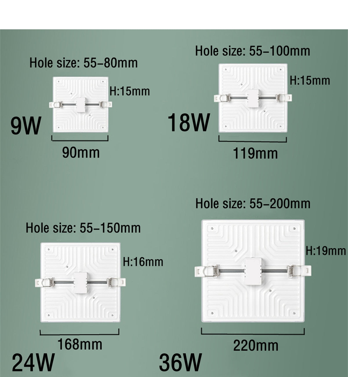 LED Panel Light Ultra thin Recessed Downlights 9W 18W 24W 36W 220V Round Square Ceiling Panel Lamp