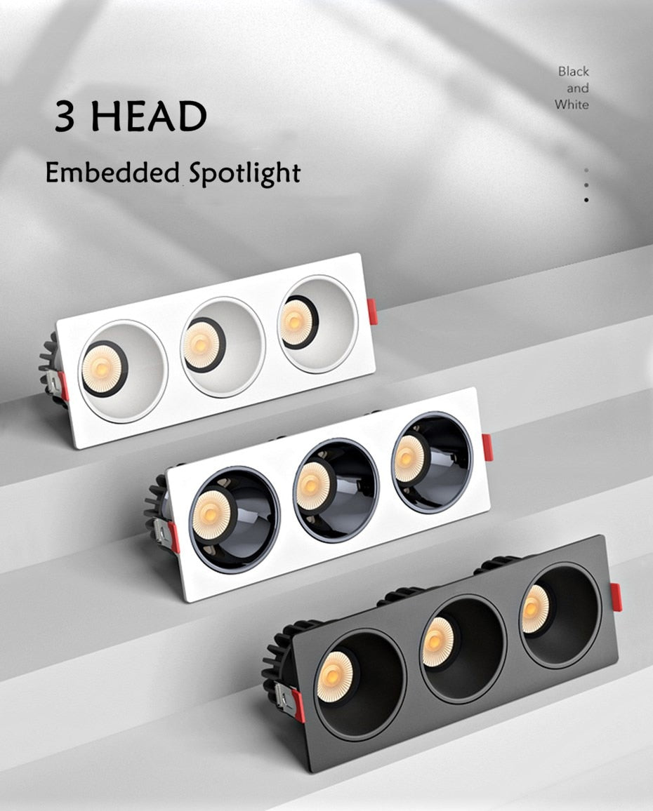 Led Downlight Recessed Dimmable Led Ceiling Light Spot Light Square Anti glare Design 7W 12W 15W For Living Room Bedroom Kitchen